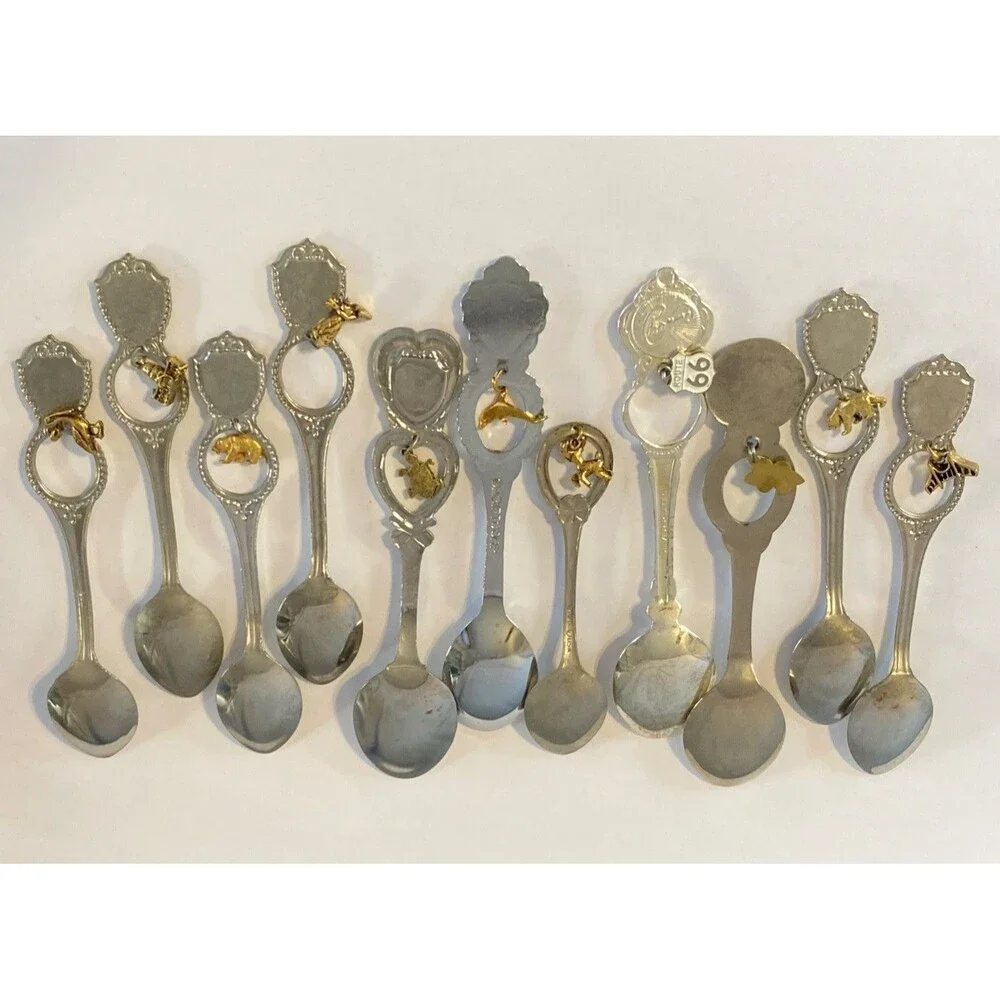 Vintage Souvenir Lot of 11 Spoons States Attractions Landmarks Small Mini Charms